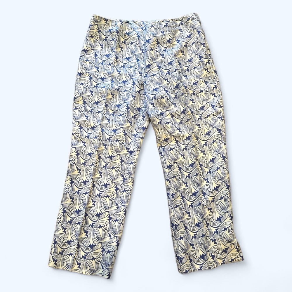 Brooks Brothers sz 14 lined blue w cream print side zip NWOT Irish linen pants